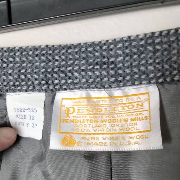 Vintage Pendleton Wool Midi Skirt Pure Virgin Wool Made USA Size 12 Grey Twill - Picture 2 of 6